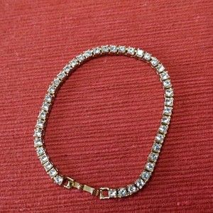 Jinao Mens Womens 1 Row Iced CZ Tennis Bracelet 14k Gold Plated 7.5 inch